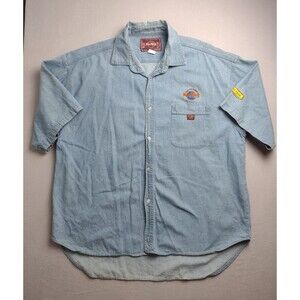 Vintage Hard Rock Cafe Shirt Mens XXL Guitar Graphic Embroidered Logo Denim 2XL